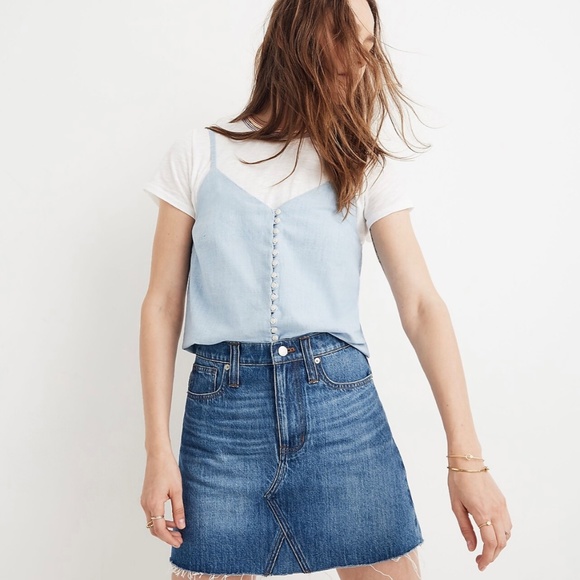 Madewell  Sz 27 Rigid Denim A-Line Mini Skirt in Lakeline Wash: Eco Edition - Picture 2 of 6